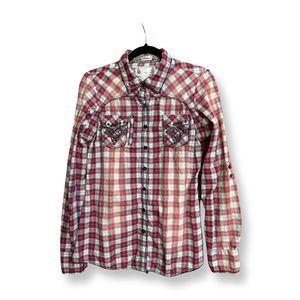 Roar Women’s Red Plaid Western Shirt